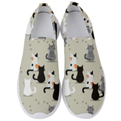 Cute Cat Seamless Pattern Men s Slip On Sneakers by Ravend