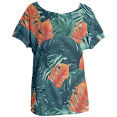 Green Tropical Leaves Women s Oversized T-shirt by Jack14