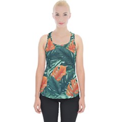 Green Tropical Leaves Piece Up Tank Top by Jack14