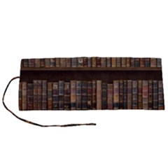 Old Bookshelf Orderly Antique Books Roll Up Canvas Pencil Holder (s) by Cendanart