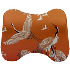 Japanese Crane Painting Of Birds Head Support Cushion by Cendanart