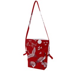 Japanese Crane Bird Art Folding Shoulder Bag by Cendanart