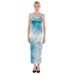 Blue-flower Fitted Maxi Dress by saad11