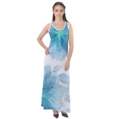 Blue-flower Sleeveless Velour Maxi Dress by saad11