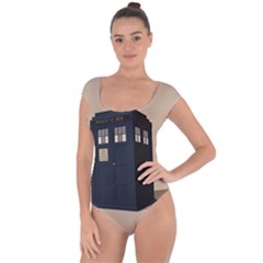 Tardis Doctor Who Minimal Minimalism Short Sleeve Leotard  by Cendanart