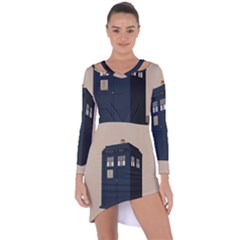 Tardis Doctor Who Minimal Minimalism Asymmetric Cut-out Shift Dress by Cendanart