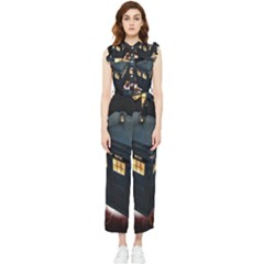 Tardis Bbc Doctor Who Dr Who Women s Frill Top Chiffon Jumpsuit by Cendanart