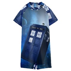 Tardis Doctor Who Space Blue Kids  Boyleg Half Suit Swimwear by Cendanart