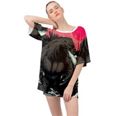 Godzilla Vintage Wave Oversized Chiffon Top by Cendanart