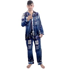 Bad Wolf Tardis Doctor Who Men s Long Sleeve Satin Pajamas Set by Cendanart