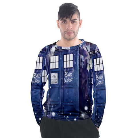 Bad Wolf Tardis Doctor Who Men s Long Sleeve Raglan T-shirt by Cendanart