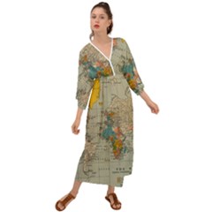 Vintage World Map Grecian Style  Maxi Dress by Ket1n9