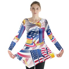 United States Of America Usa  Images Independence Day Long Sleeve Tunic  by Ket1n9