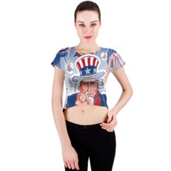 Independence Day United States Of America Crew Neck Crop Top by Ket1n9