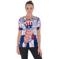 Independence Day United States Of America Shoulder Cut Out Short Sleeve Top by Ket1n9