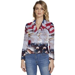 United States Of America Images Independence Day Women s Long Sleeve Revers Collar Cropped Jacket by Ket1n9