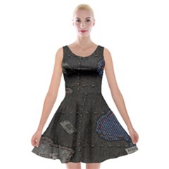 World Map Velvet Skater Dress by Ket1n9