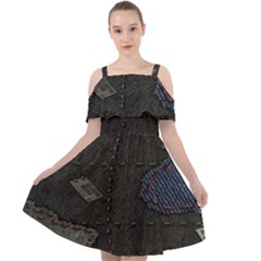 World Map Cut Out Shoulders Chiffon Dress by Ket1n9