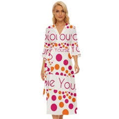 Be Yourself Pink Orange Dots Circular Midsummer Wrap Dress by Ket1n9