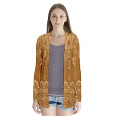 Golden Pattern Vintage Gradient Vector Drape Collar Cardigan by Ket1n9