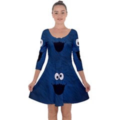 Funny Face Quarter Sleeve Skater Dress by Ket1n9