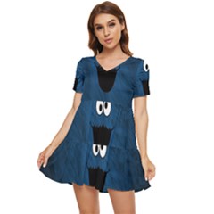 Funny Face Tiered Short Sleeve Babydoll Dress by Ket1n9