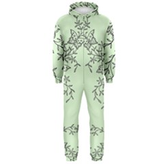 Illustration Of Butterflies And Flowers Ornament On Green Background Hooded Jumpsuit (men) by Ket1n9