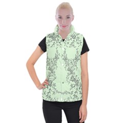 Illustration Of Butterflies And Flowers Ornament On Green Background Women s Button Up Vest by Ket1n9