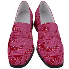 Pink Circuit Pattern Women s Chunky Heel Loafers by Ket1n9