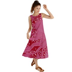 Pink Circuit Pattern Summer Maxi Dress by Ket1n9