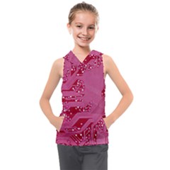 Pink Circuit Pattern Kids  Sleeveless Hoodie by Ket1n9