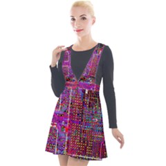 Technology Circuit Board Layout Pattern Plunge Pinafore Velour Dress by Ket1n9