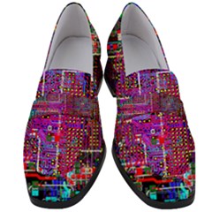 Technology Circuit Board Layout Pattern Women s Chunky Heel Loafers by Ket1n9