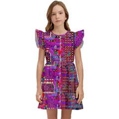 Technology Circuit Board Layout Pattern Kids  Winged Sleeve Dress by Ket1n9