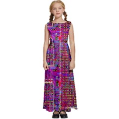 Technology Circuit Board Layout Pattern Kids  Satin Sleeveless Maxi Dress by Ket1n9