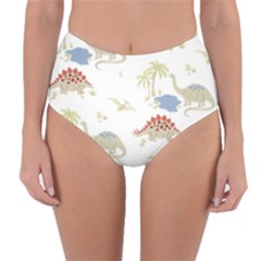 Dinosaur Art Pattern Reversible High-waist Bikini Bottoms by Ket1n9