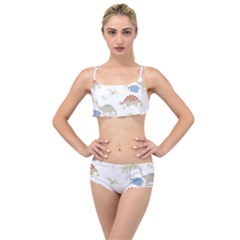 Dinosaur Art Pattern Layered Top Bikini Set by Ket1n9