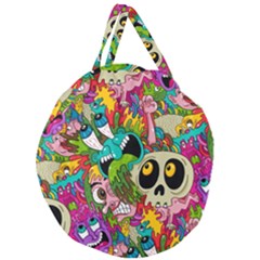 Crazy Illustrations & Funky Monster Pattern Giant Round Zipper Tote by Ket1n9