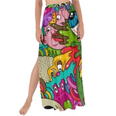 Crazy Illustrations & Funky Monster Pattern Maxi Chiffon Tie-up Sarong by Ket1n9