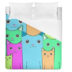 Cat Animals Cartoon Pattern Duvet Cover (queen Size) by Cendanart