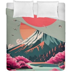 Mountain Landscape Sky Fuji Nature Duvet Cover Double Side (california King Size) by Cendanart