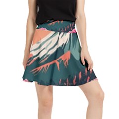 Mountain Landscape Sky Fuji Nature Waistband Skirt by Cendanart