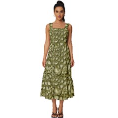 Aligator Skin Square Neckline Tiered Midi Dress by Ket1n9