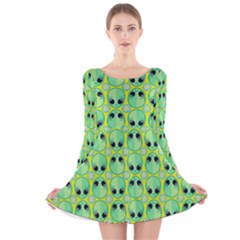 Alien Pattern- Long Sleeve Velvet Skater Dress by Ket1n9