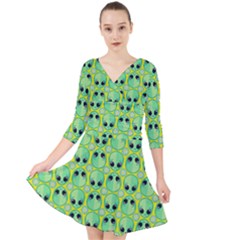 Alien Pattern- Quarter Sleeve Front Wrap Dress by Ket1n9