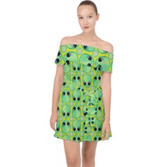 Alien Pattern- Off Shoulder Chiffon Dress by Ket1n9