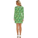 Alien Pattern- Long Sleeve Deep V Mini Dress  View4