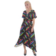 Alien Patterns Vector Graphic Cross Front Sharkbite Hem Maxi Dress by Ket1n9