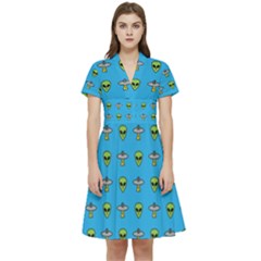 Alien Pattern Short Sleeve Waist Detail Dress by Ket1n9