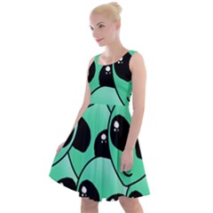 Art Alien Pattern Knee Length Skater Dress by Ket1n9